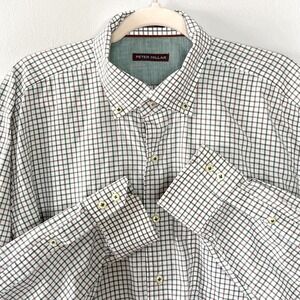 Peter Millar Long Sleeve Shirt Mens XL Plaid Linen Blend Button-Down Preppy Work